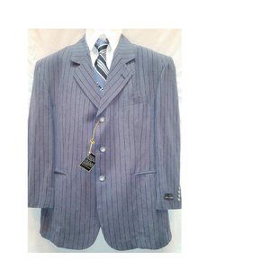 NWT Blue Chalk Stripe 3 Button Double Vented Sport Coat Blazer